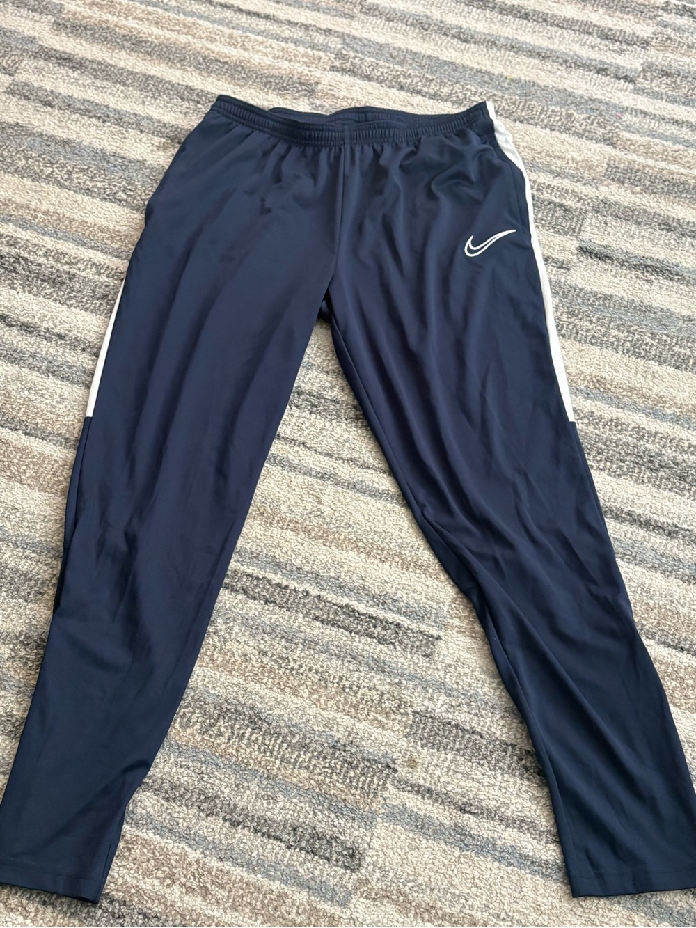 Nike mens Navy Track Pants with White Stripe